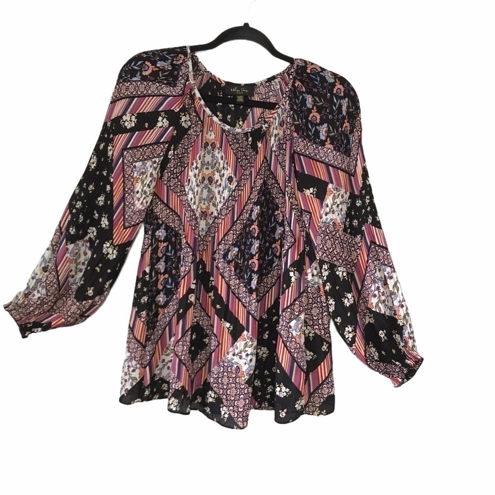 Melissa Paige Boho Accordian Pleated Top Sz SP T12
